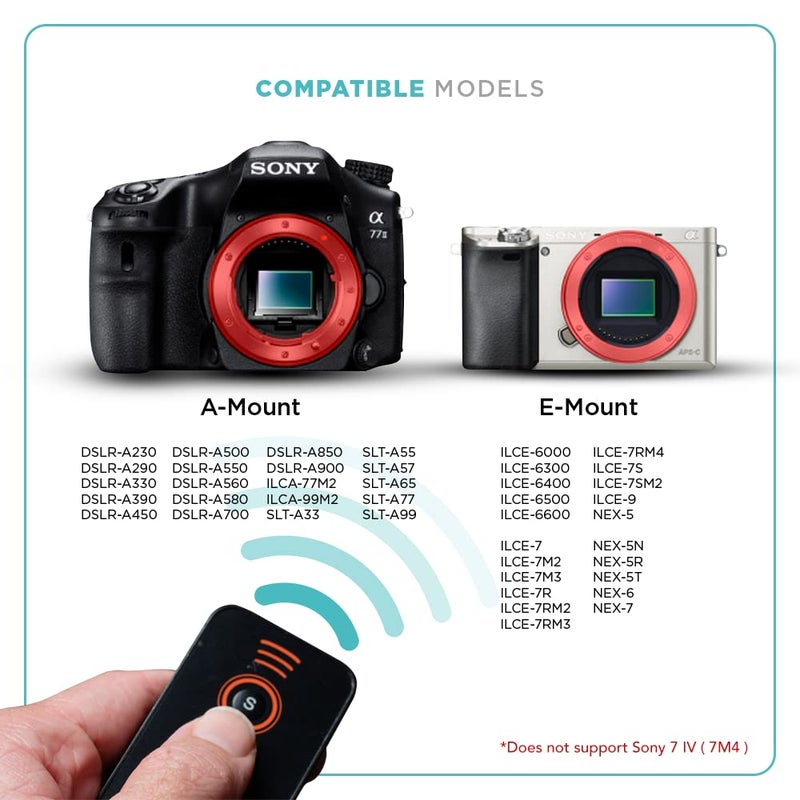 Foto&Tech جهاز تحكم عن بعد لاسلكي من Foto&Tech متوافق مع كاميرات سوني A7R IV III II، A7III A9 A7 II A7 A7R A7S A6600 A6500 A6400 A6300 A6000 A55 A65 A77 A99 A900 A700 A580 A560 A550 A500 NEX-7 NEX-6 NEX5T NEX-5R - Image 2