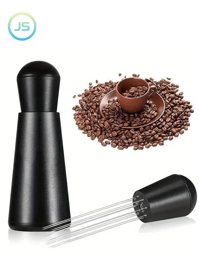 JS Coffee Needle Espresso Dispensing Tool, Coffee Ground Stirrer with Aluminum Stand, for Professional Coffee Shops and Cafes, Black - Image 1