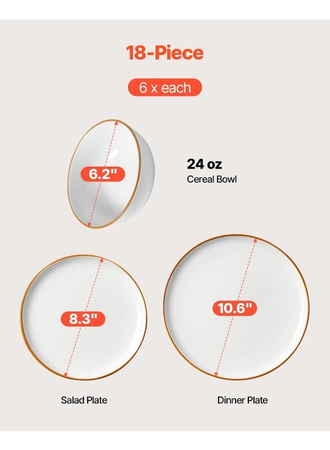 VEVOR Dinnerware Set Service for 6 18 PCS Round Plates and Bowls Sets - Image 2