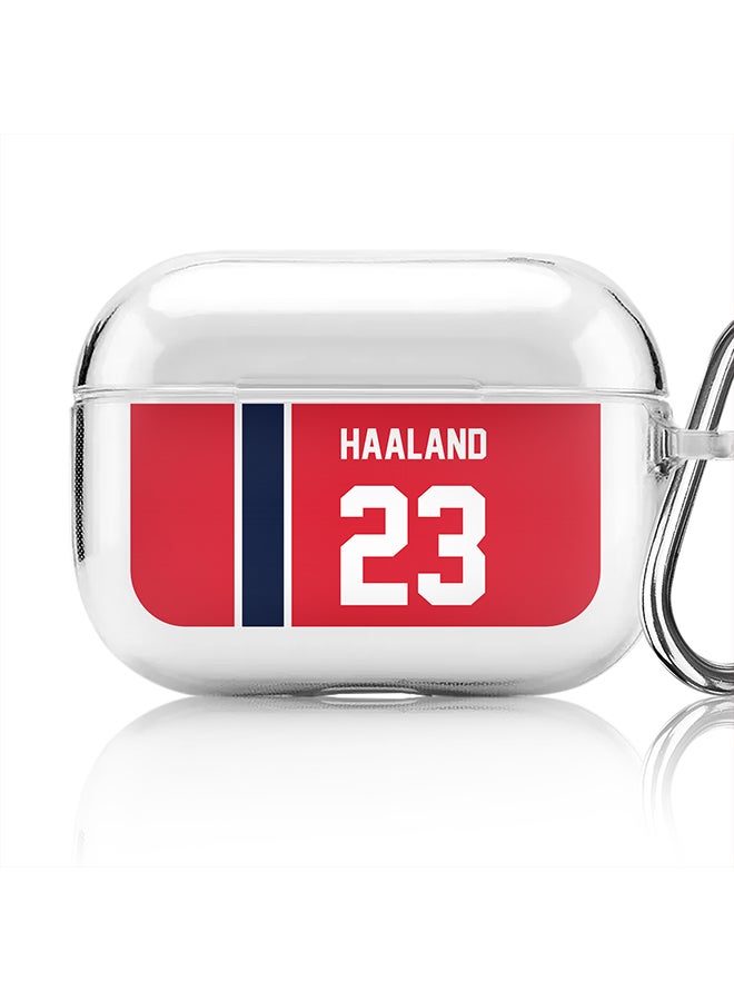 Stylizedd Classic Clear printed Case for Apple AirPods Pro 2nd Generation Thin Transparent Cover - Football Team - Norway, Player Name - Haaland - Image 1