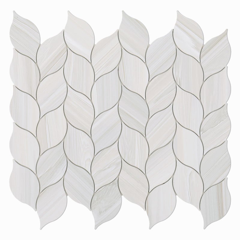 Tilingview 10Sheet Peel and Stick Backsplash Tile for Kitchen SelfAdhesive Mosaic Glossy Leaf Stick on Wall Tile with Gaps Leaf Beige