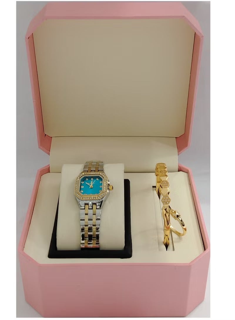 Generic Soft and elegant women's sets, zircon, steel watch 