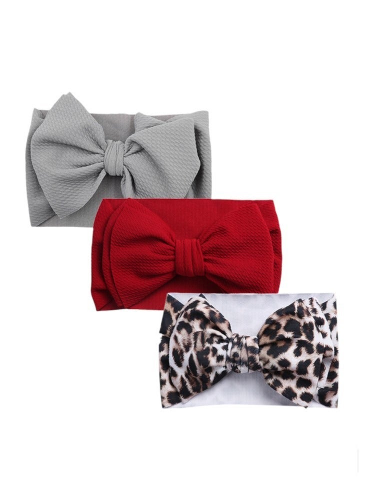Bambimici Mira Assorted Big Ribbon Bow Headband For Babies Leopard Print - Image 4