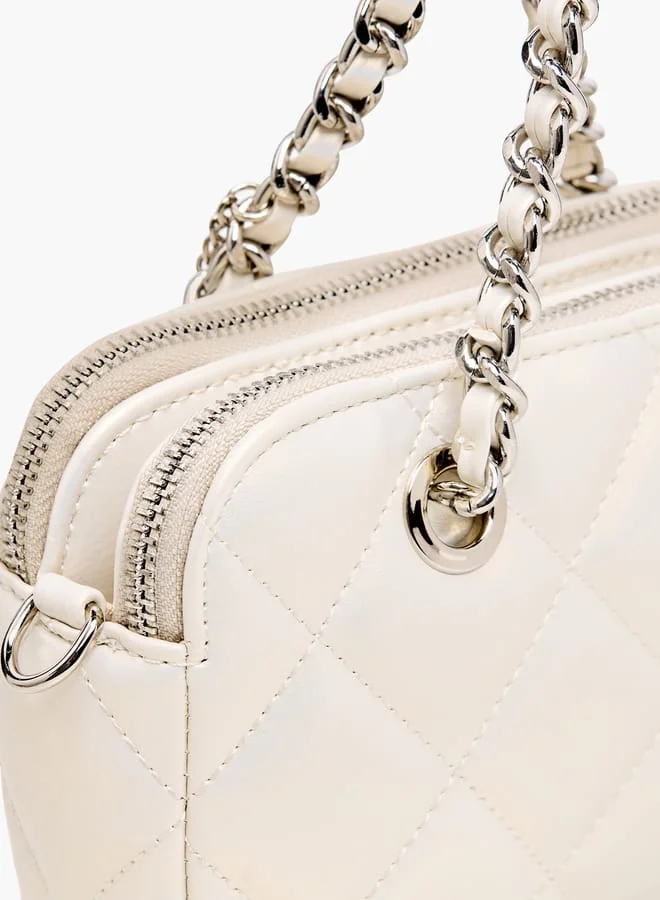 Celeste Women Quilted Crossbody Bag with Detachable Strap and Zip Closure