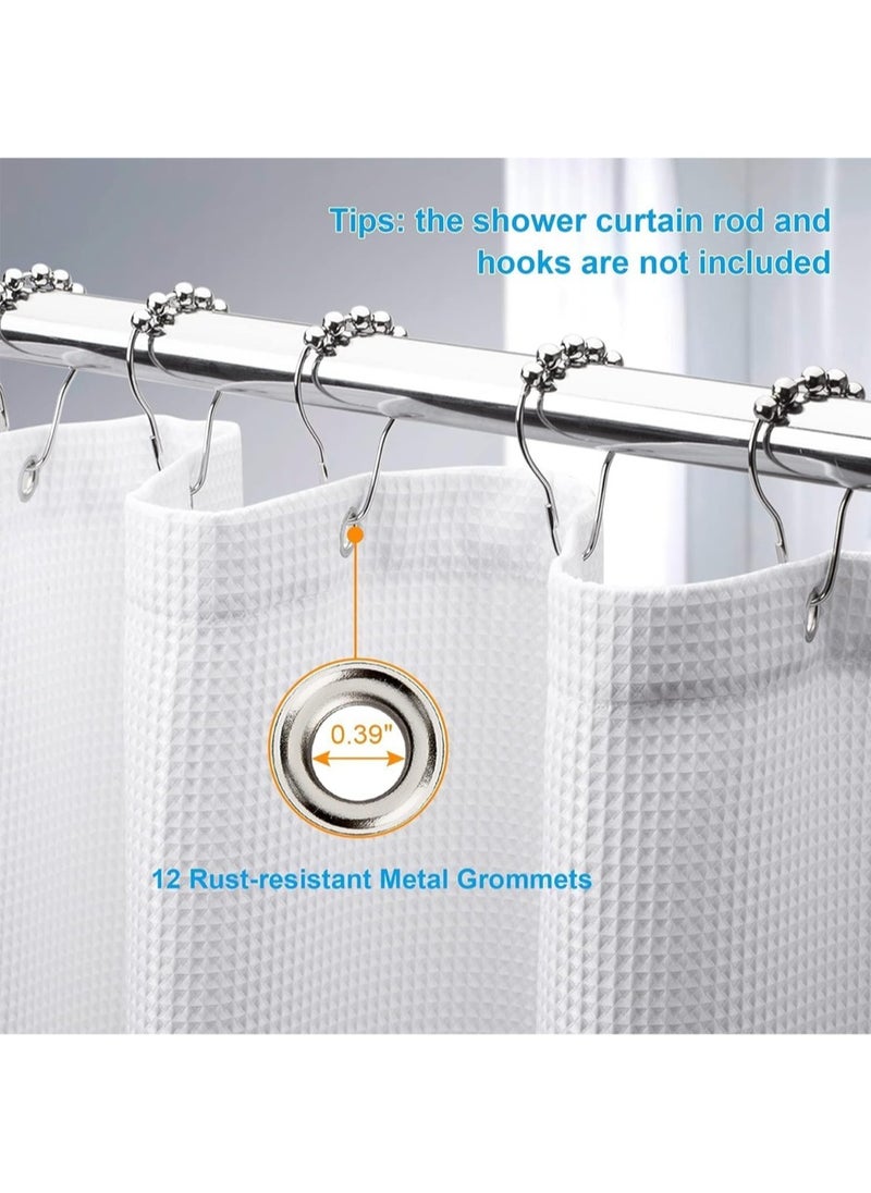 L&E Shower Curtain Fabric, Waffle Shower Curtains for Bathroom, Cloth Shower Curtain Heavy Duty, Thick Bathroom Shower Curtains Hotel Quality, Premium Polyester, White, 180*200cm  - Image 4
