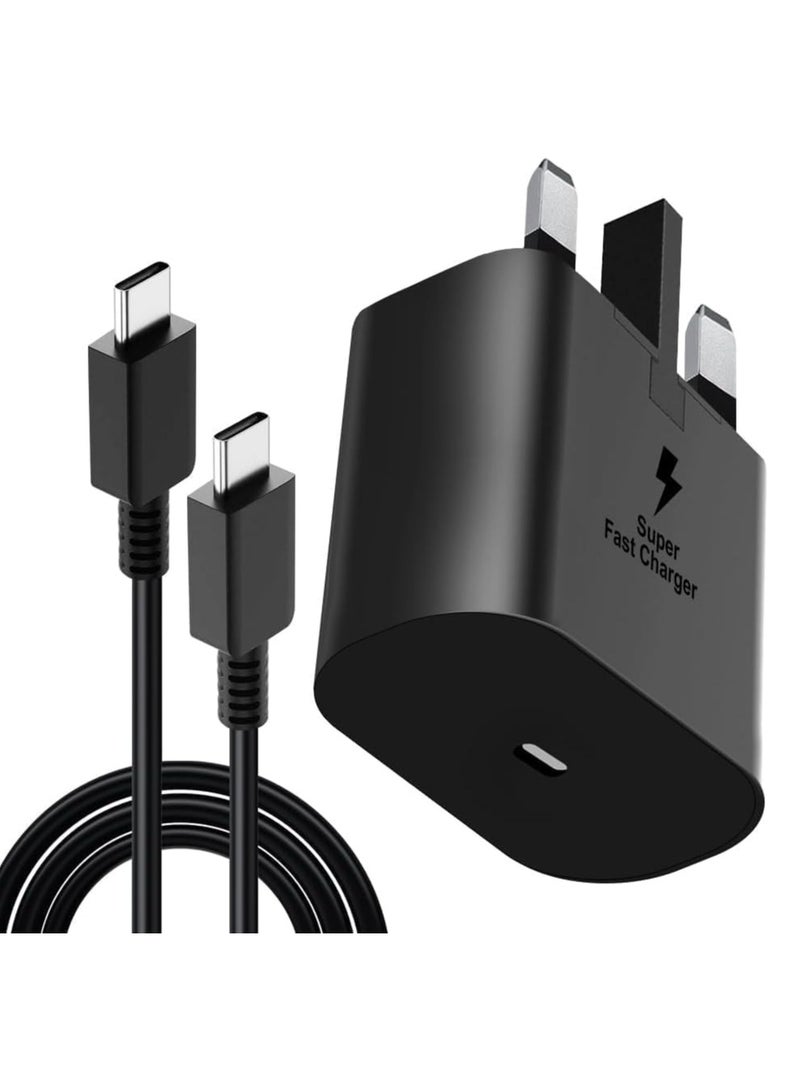 25W Fast Charger for Samsung Galaxy S24, S24+,S23, S23+, S22, S22Ultra, S22+, S21, S20, A32, A33, A53, A73, USB C Super Fast Charger Plug with 1.8 m Type C Charging Cable - Image 1