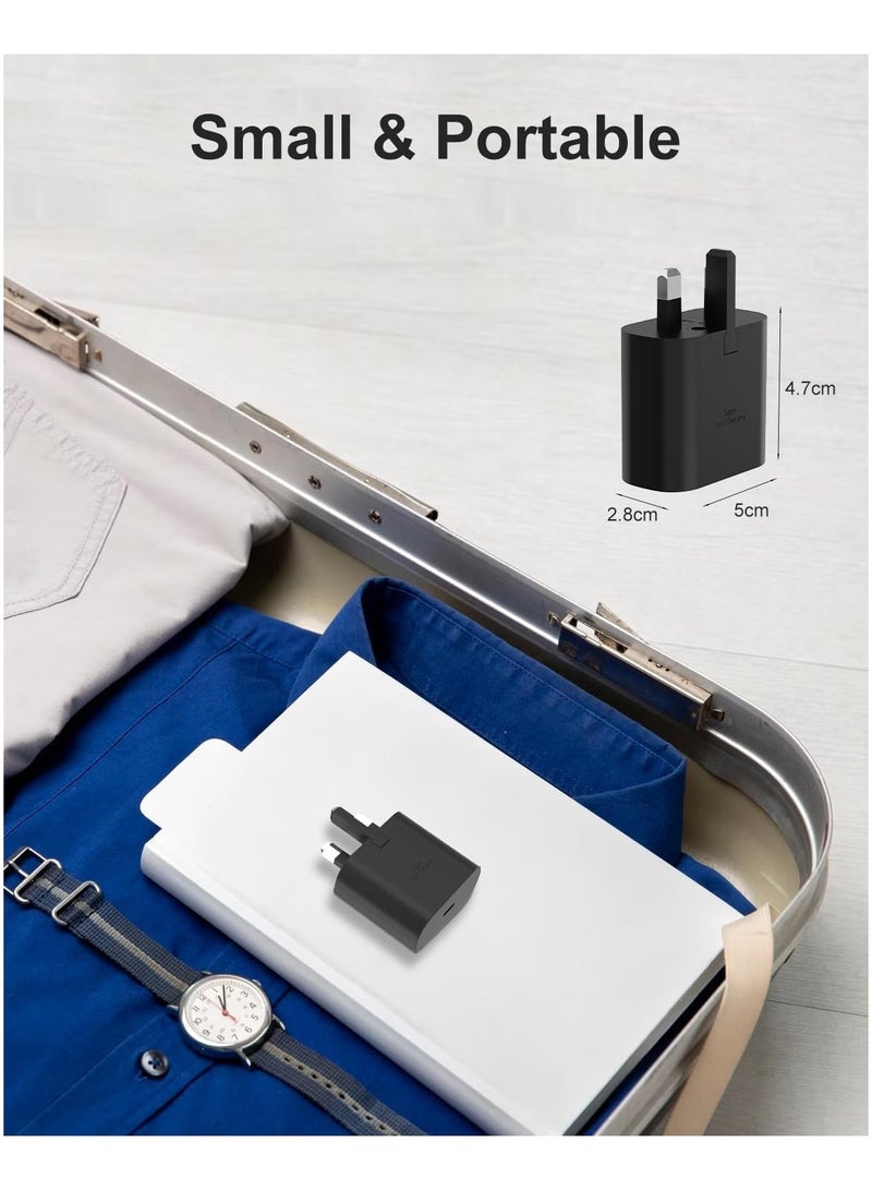 25W Fast Charger for Samsung Galaxy S24, S24+,S23, S23+, S22, S22Ultra, S22+, S21, S20, A32, A33, A53, A73, USB C Super Fast Charger Plug with 1.8 m Type C Charging Cable - Image 5