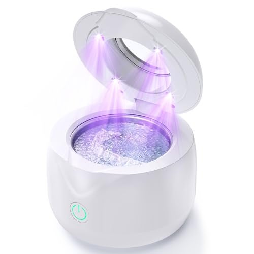 CXRUY Ultrasonic Retainer Cleaner - UV Dental Cleaning Pod Night Guard Cleaner for Dentures, Aligner, Braces, Toothbrush Heads, Jewelry (White) - Image 1