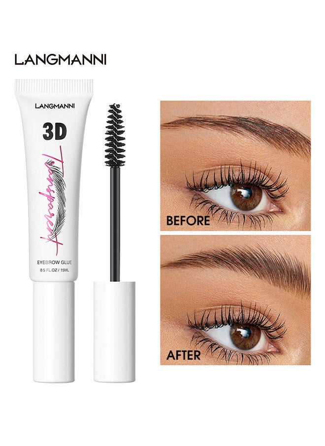 LANGMANNI Clear Eyebrow Setting Gel with Brush, Clear Brow Fix Gel, Transfer Proof Eyebrow Mascara Long Lasting Waterproof and Sweat Proof Eyebrow Repair Liquid Brows Styling  - Image 1
