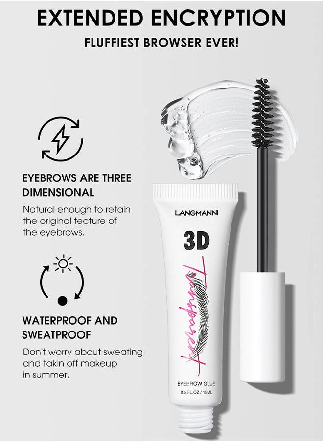 LANGMANNI Clear Eyebrow Setting Gel with Brush, Clear Brow Fix Gel, Transfer Proof Eyebrow Mascara Long Lasting Waterproof and Sweat Proof Eyebrow Repair Liquid Brows Styling  - Image 3