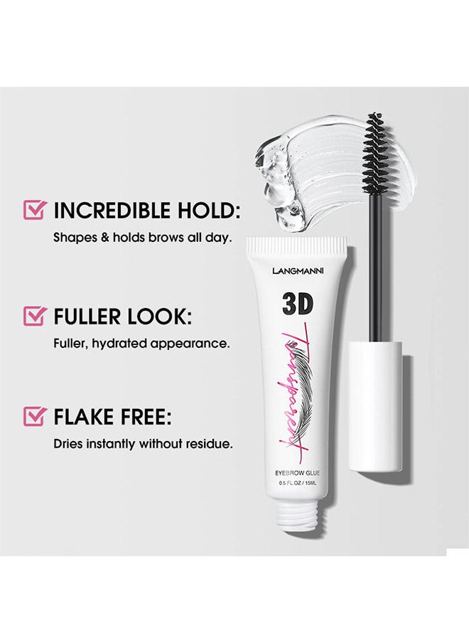 LANGMANNI Clear Eyebrow Setting Gel with Brush, Clear Brow Fix Gel, Transfer Proof Eyebrow Mascara Long Lasting Waterproof and Sweat Proof Eyebrow Repair Liquid Brows Styling  - Image 2