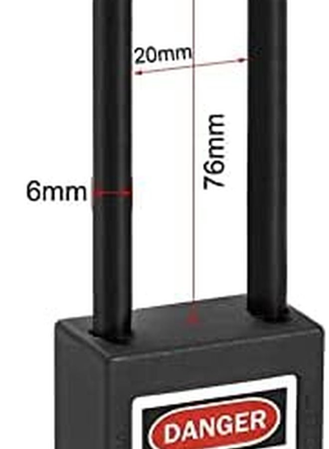قفل الأمان للعزل والتأمين مقاس 3 بوصة مع قوس من النايلون ومفتاح متطابق أسود (عبوتين) - Image 5