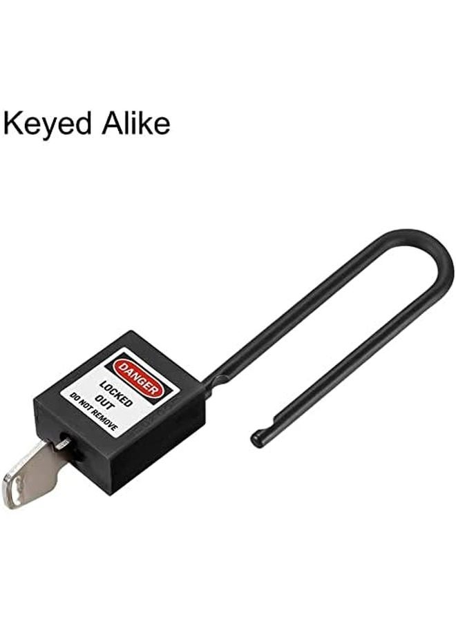 قفل الأمان للعزل والتأمين مقاس 3 بوصة مع قوس من النايلون ومفتاح متطابق أسود (عبوتين) - Image 3