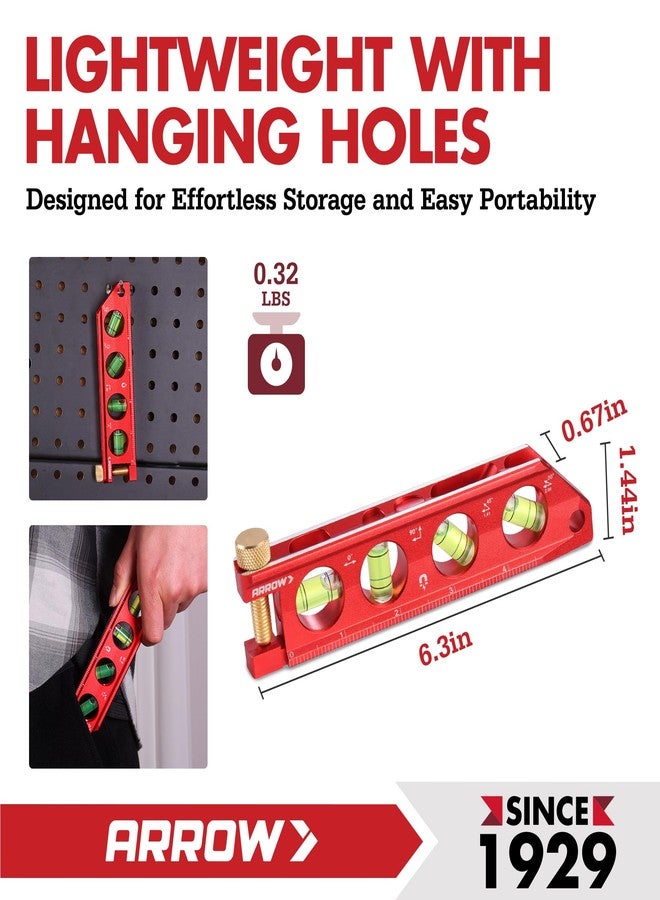 ARROW 4-Inch Torpedo Level, Small Magnetic Leveler Tool with 0°/90° Bubbles, Top-view Window, Aluminium Alloy Frame, Dual SAE and Metric Scales - Image 4