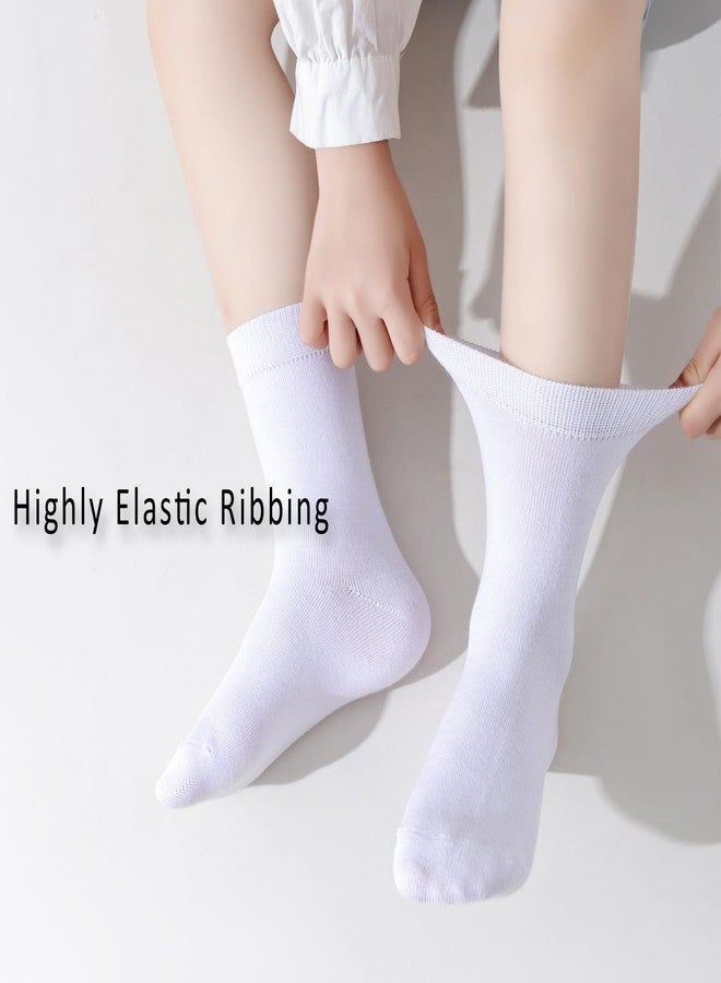 EPEIUS Unisex Kids Crew Socks Toddler Boys Dress Sox Soft Cotton Seamless School Socks for Girls 1T 2T 3T Plain White 8 Pairs XS - Image 4