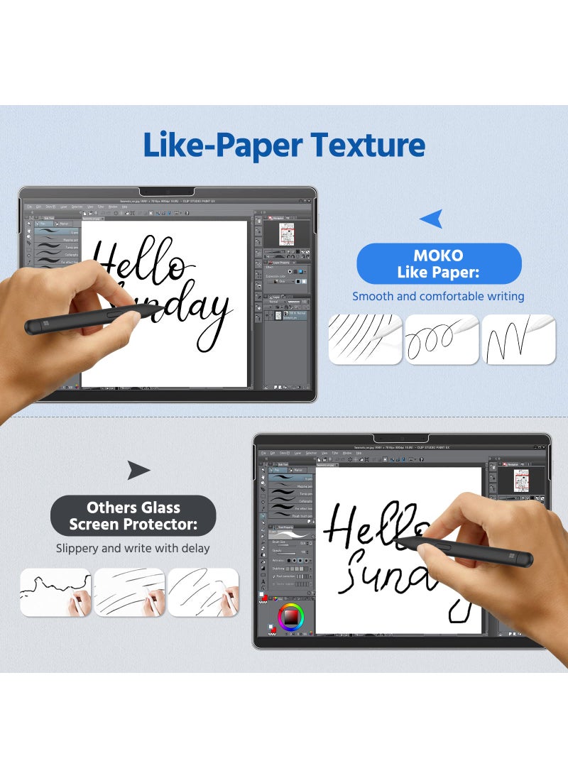 MoKo MoKo 2-Pack Paper Screen Protector for Microsoft Surface Pro 11 2024, Surface Pro 10 / Pro 9 / Pro 8 / Pro X - 13 Inch, Anti-Glare Anti Scratch Writable PET Film, Compatible with Surface Pen, Matte  - Image 4
