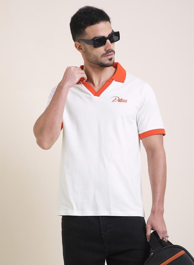 Difference of Opinion Men Relaxed Fit Embroidery Open Collar Polo - Image 1