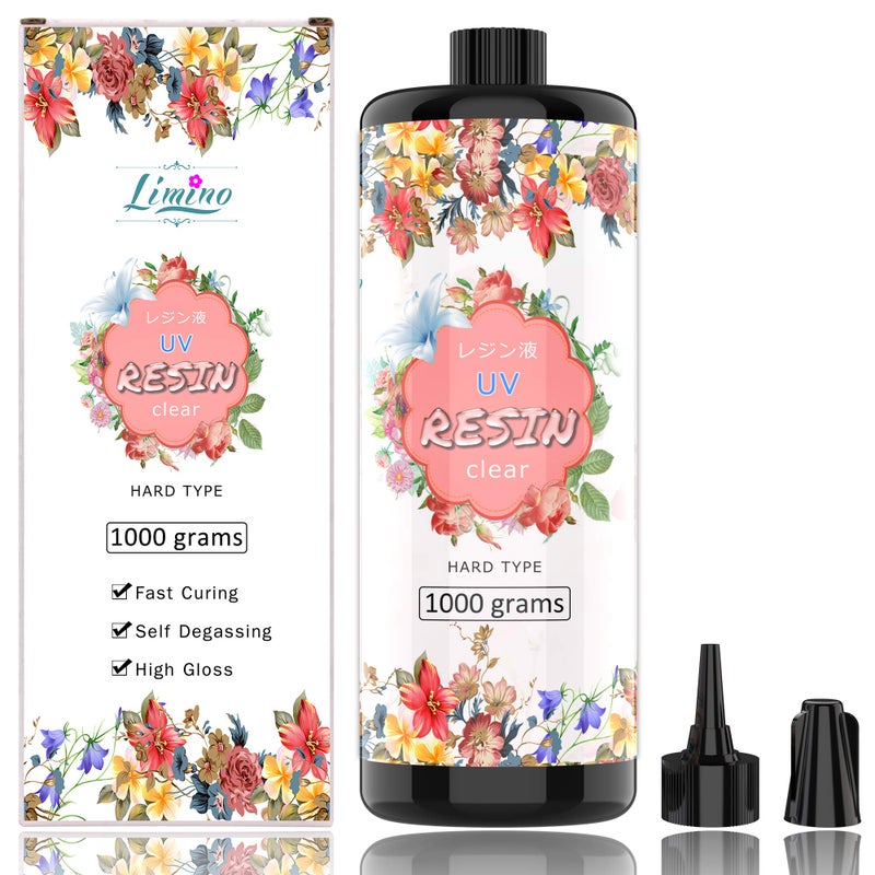 Limino UV Resin 1,000g - Crystal Clear Improved Ultraviolet Curing Epoxy Resin for DIY Jewelry Making, Craft Decoration - Hard UV Glue Solar Cure Sunlight Activated Resin for DIY Resin Mold, Casting, Coating - Image 1
