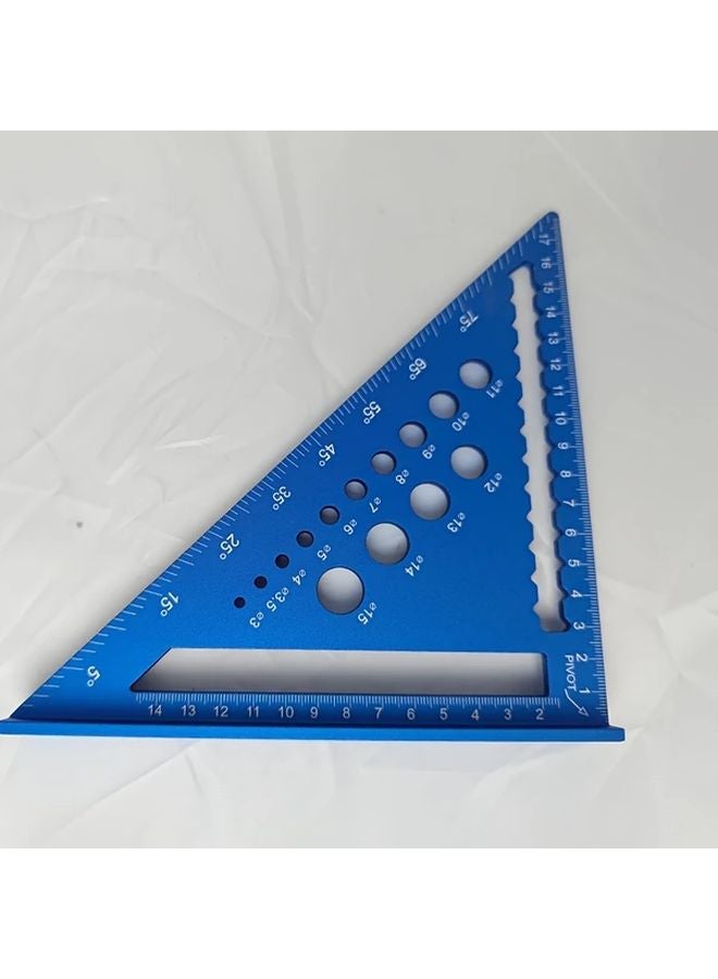 7 Inch Blue Metric Inch Multifunctional Triangle Ruler 90 Degree Angle Measuring Tool - Image 1