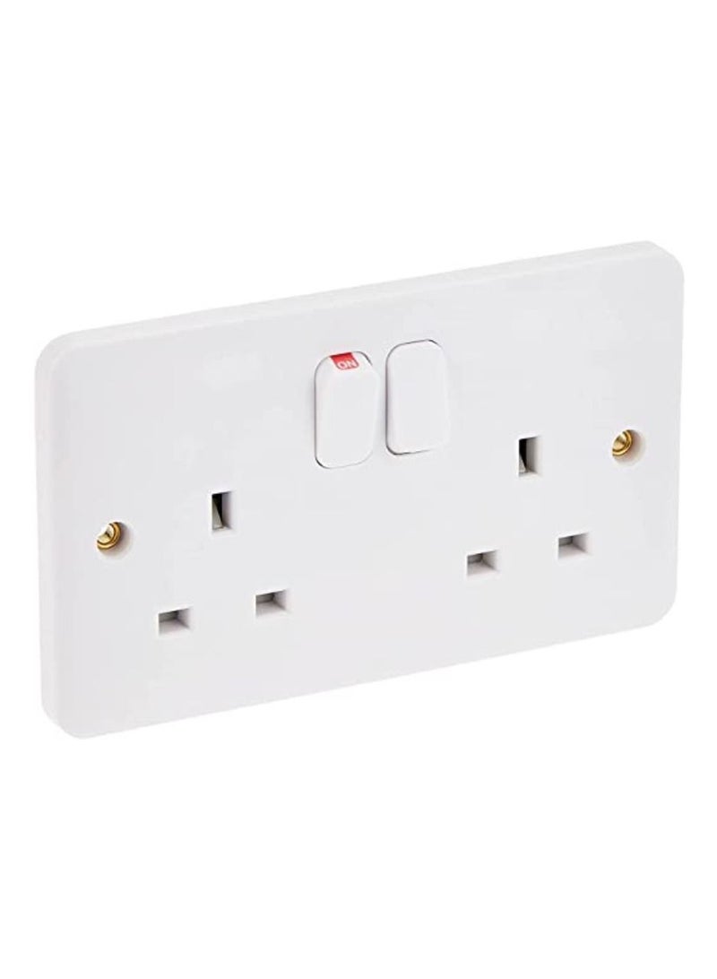 WINTEX Universal Electric Wall Switch Socket White 13A 250V 2 Gang
