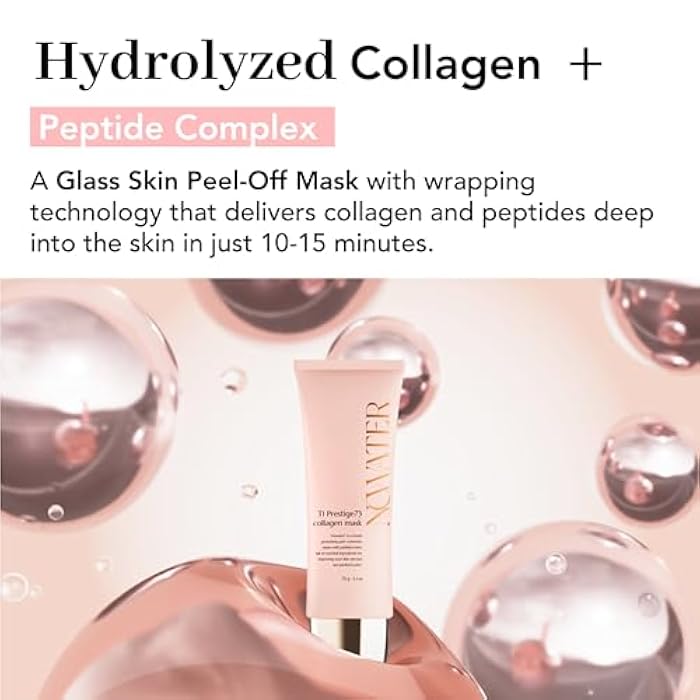 NOWATER Collagen Wrapping Mask, Elasticity Improving, Hydrating, Firming - Hydrolyzed Collagen & Peptide, Glass Skin Peel Off Mask, Korean Skincare for Face (2.4 fl.oz) - Image 2