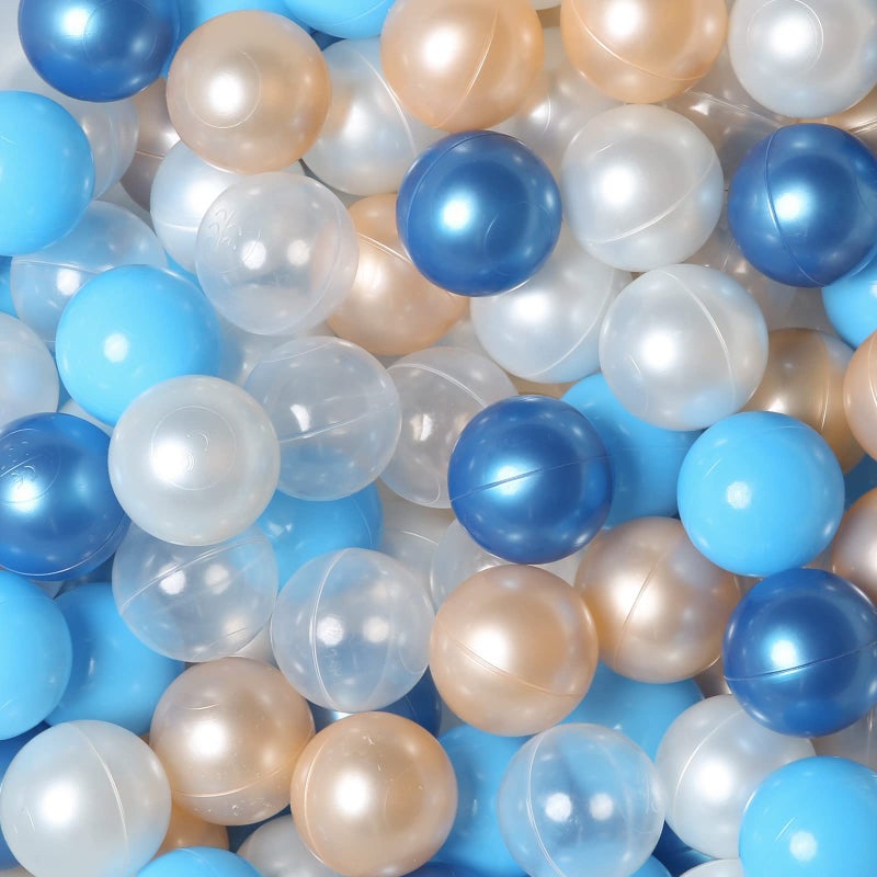 TRENDPLAY Plastic Balls for Ball Pits Pack of 100 Hollow Balls Safe and Exciting Playtime Perfect for Toddler Baby PoolsPartyFestival Decoration Pearl BlueGoldClear - Image 2