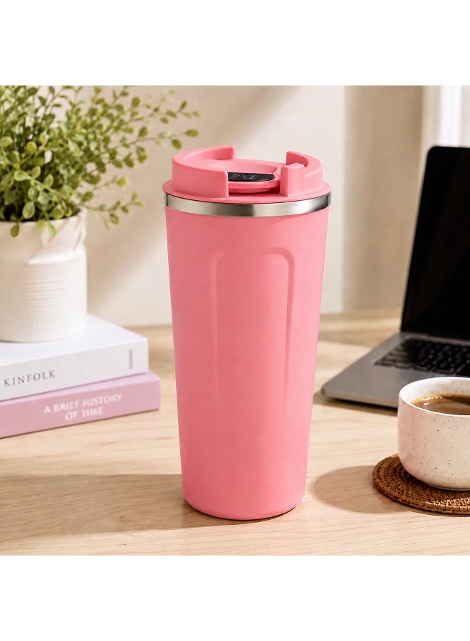 كوب قهوة ذكي 510 مل بشاشة عرض درجة الحرارة من الستانلس ستيل للمشروبات الساخنة والباردة - وردي - Image 3