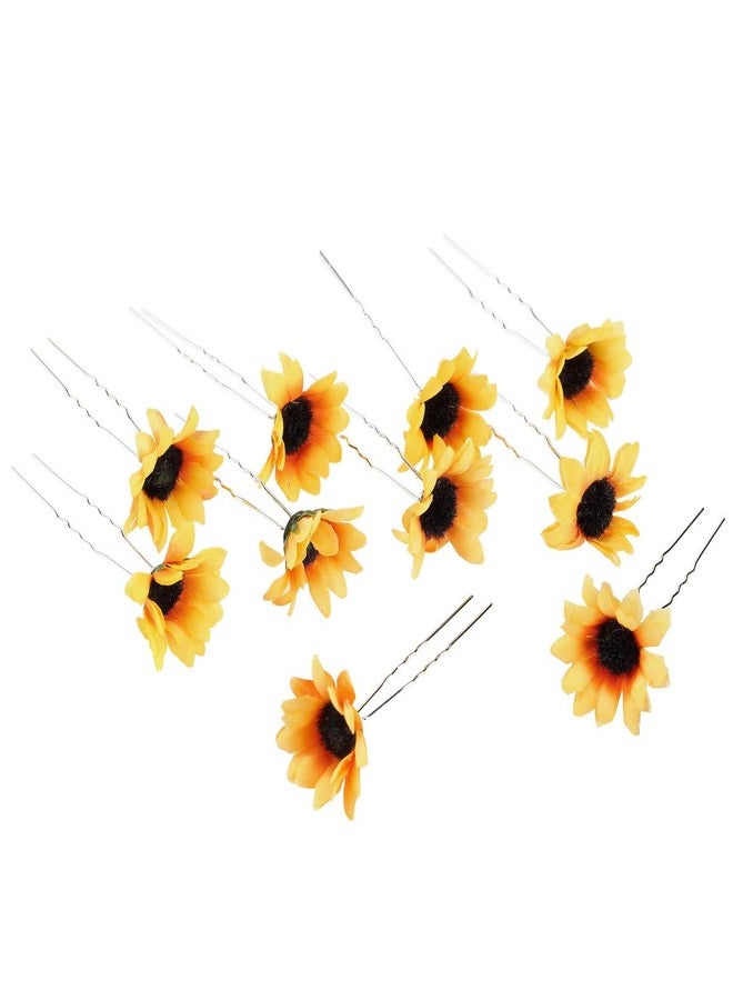 BinaryABC Sunflower Hair Pins Hair Clips for Bridal Wedding Party, Bridesmaids, Proms (10Pcs) (Yellow) - Image 2