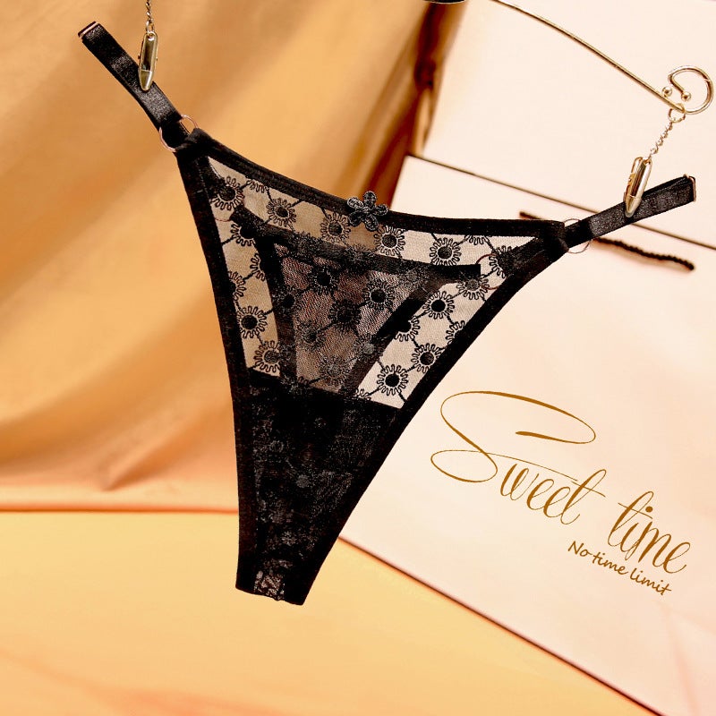 Floral Lace Thong Panties Breathable Fashion Plus Size White