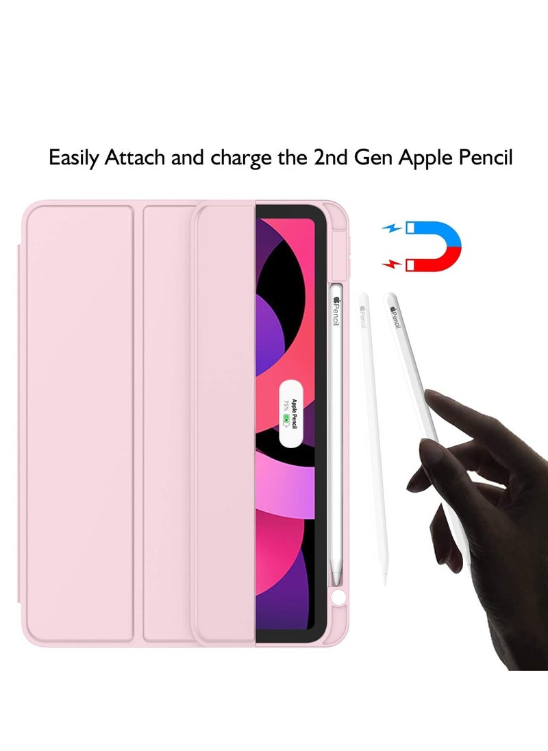 مافانز حافظة iPad Air الجيل الخامس الجديدة 2022 حافظة iPad Air الجيل الرابع 2020 مقاس 10.9 بوصة مع حامل قلم رصاص يدعم معرف اللمس وحامل ثلاثي الطي حافظة ذكية باللون الوردي  - Image 3