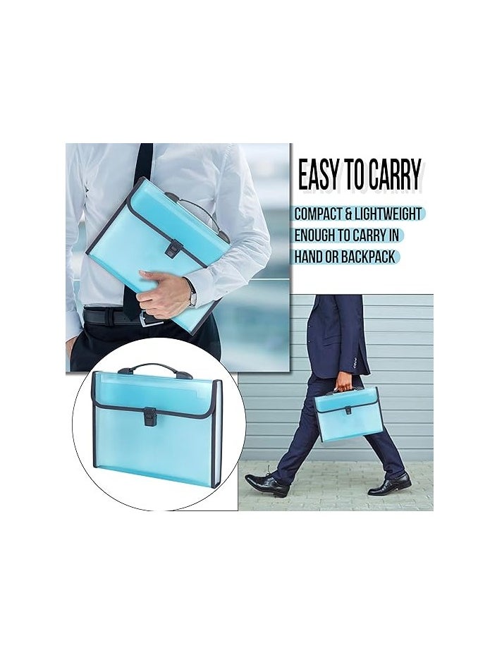 13 Pockets Expanding File Folder, A4/Letter Size Document Organizer with Handle & Buckle Closure, Accordion Filing Box for Paper Bill Receipt Documents for school office home