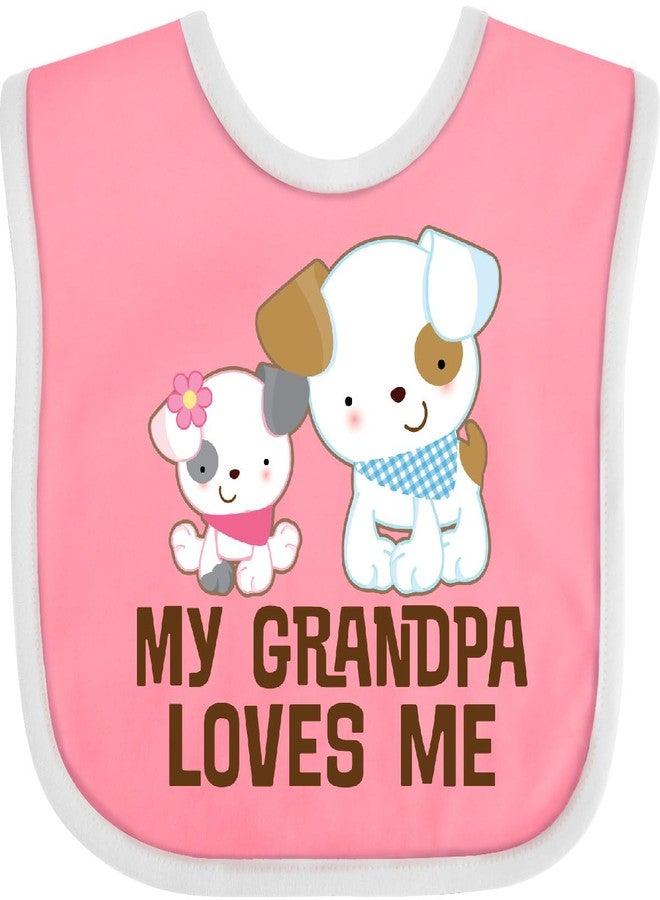 inktastic My Grandpa Loves Me Girls Baby Bib Pink and White 22fd0 - Image 1