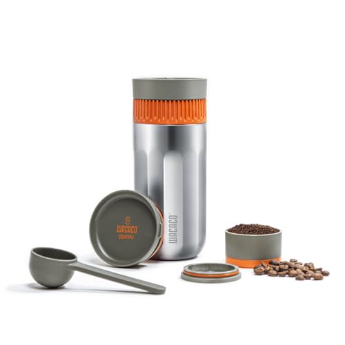 WACACO Pipamoka Portable Coffee Maker, Coffee brewer, All-in-one Vacuum Pressured，Insulated Travel Mug, Hand Powered and Filter Pressure Brewer, Stainless Steel Thermo Cup, 10 fl oz - Image 1