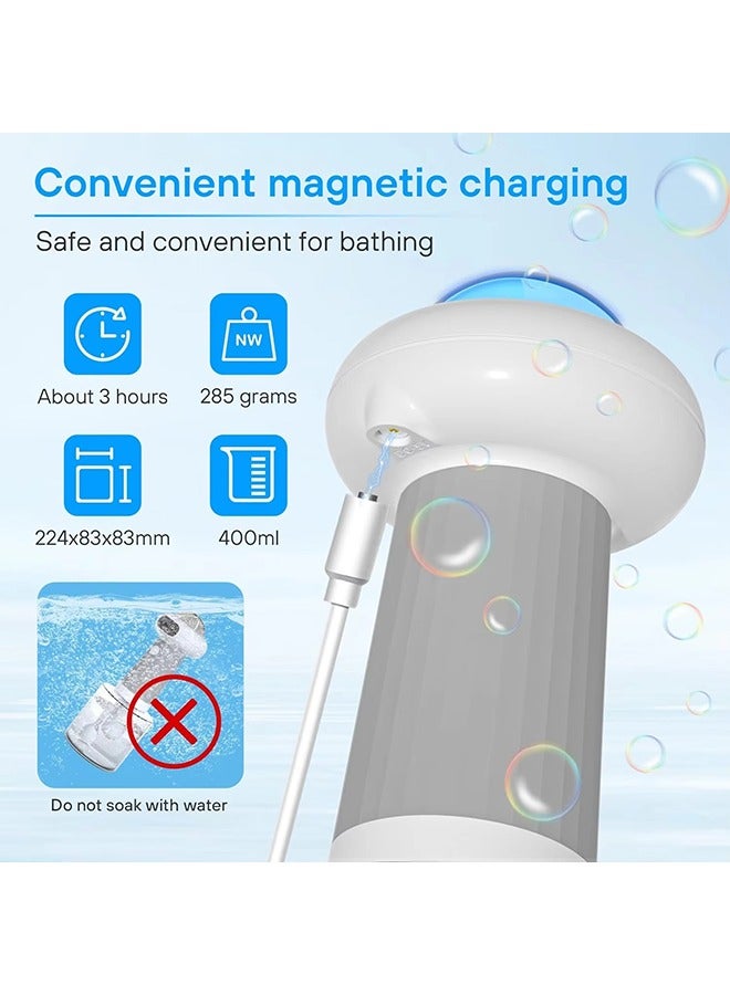 آلة تنظيف رغوة الحيوانات الأليفة الكهربائية المطورة IPX7 مقاومة للماء - مستلزمات استحمام الكلاب التلقائية - موزع صابون للقطط والكلاب - شاحن مغناطيسي - خفاق شامبو لتنظيف عميق لفراء الحيوانات الأليفة - سعة 350 مل - اللون: رمادي - Image 3