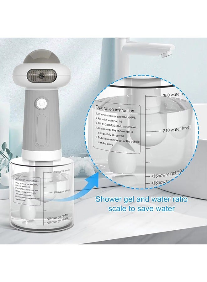 آلة تنظيف رغوة الحيوانات الأليفة الكهربائية المطورة IPX7 مقاومة للماء - مستلزمات استحمام الكلاب التلقائية - موزع صابون للقطط والكلاب - شاحن مغناطيسي - خفاق شامبو لتنظيف عميق لفراء الحيوانات الأليفة - سعة 350 مل - اللون: رمادي - Image 2