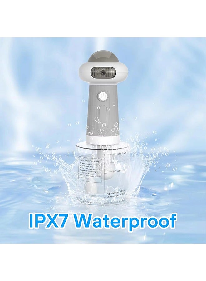 آلة تنظيف رغوة الحيوانات الأليفة الكهربائية المطورة IPX7 مقاومة للماء - مستلزمات استحمام الكلاب التلقائية - موزع صابون للقطط والكلاب - شاحن مغناطيسي - خفاق شامبو لتنظيف عميق لفراء الحيوانات الأليفة - سعة 350 مل - اللون: رمادي - Image 5