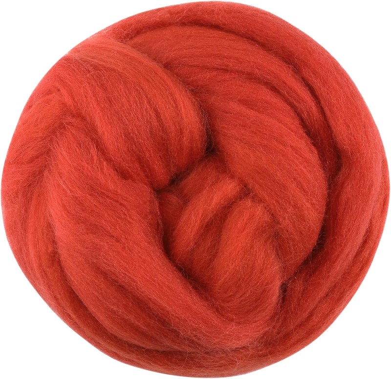JUPEAN 3.53oz Wool Roving, Fiber Roving Wool Top, Needle Felting Supplies, Pure Wools, Chunky Yarn, Spinning Wools for Needle Felting Wet DIY Hand Spinning (Dark red) - Image 1