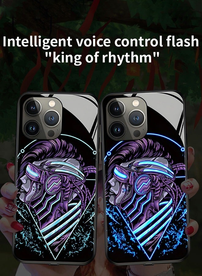 GROIC Compatible with iPhone 14 Pro Case,Glow Phone Shell,Tempered Glass Back Soft Slim TPU Bumper Shockproof Colorful Light Up Cover for 6.1 Inch - Image 2