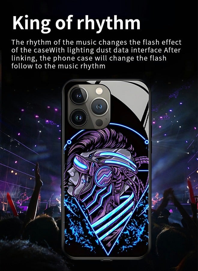GROIC Compatible with iPhone 14 Pro Case,Glow Phone Shell,Tempered Glass Back Soft Slim TPU Bumper Shockproof Colorful Light Up Cover for 6.1 Inch - Image 3