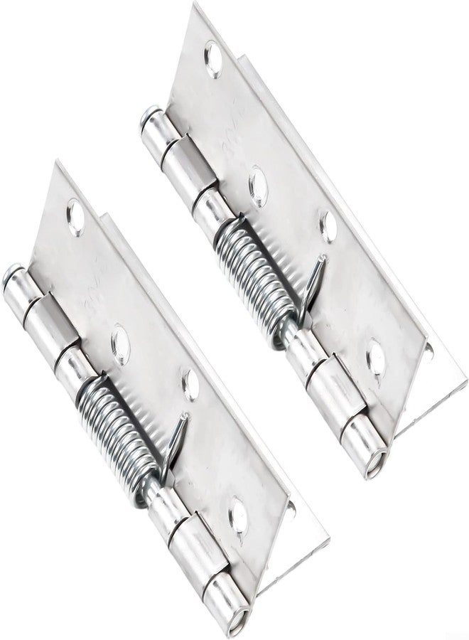 Rangchhelo Spring Loaded Hinge | Heavy-Duty Automatic Self-Closing Hinge (100x60x1.35mm) 8 Screws | Durable Zinc Alloy for Sofa Arm Trays, Cabinets, Foldable Tables & DIY Furniture Hardware(2,Silver) - Image 1
