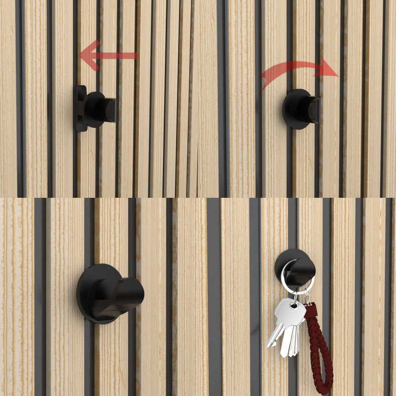 3pcs Black Heavy Duty Soundproof Panel U Shaped Utility Hook No Drill Push Pin Wall Mount For 13mm Grooved Panels Space Saving Home Bathroom Wardrobe Kitchen Adhesive Free Hooks - Image 2