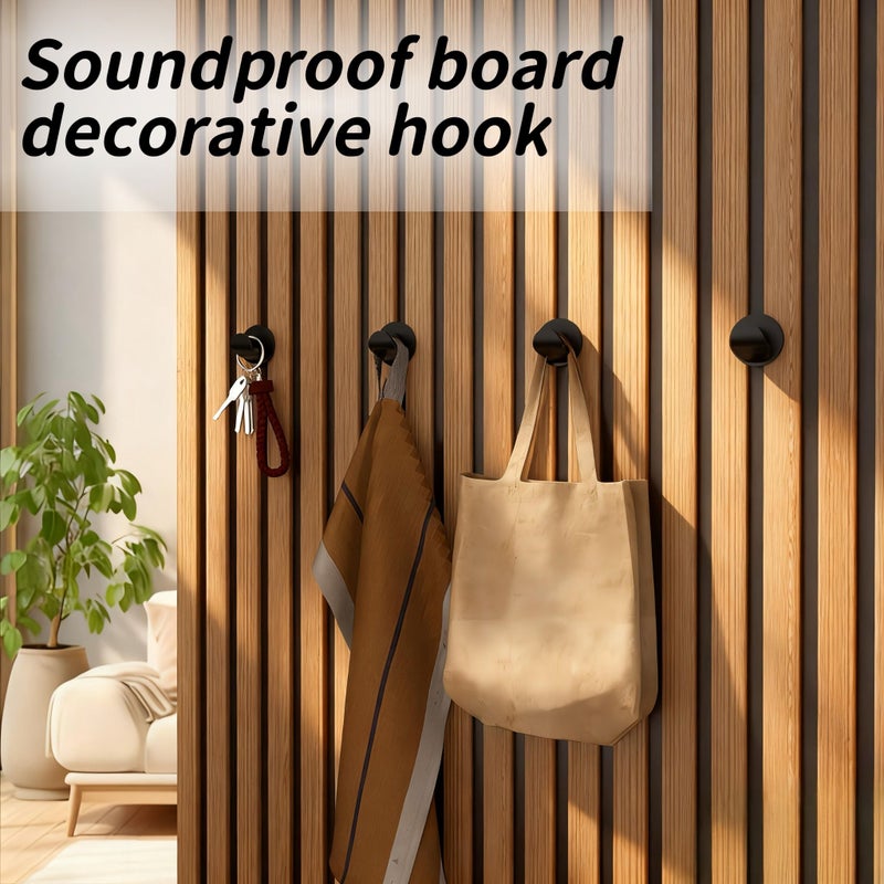 3pcs Black Heavy Duty Soundproof Panel U Shaped Utility Hook No Drill Push Pin Wall Mount For 13mm Grooved Panels Space Saving Home Bathroom Wardrobe Kitchen Adhesive Free Hooks - Image 1