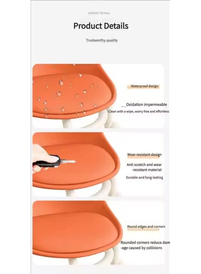 Y&D Rolling Stool Pulley Low Stool Universal Wheel Small Stool With Backrest Pu Leather Swivel Low Stool Comfortable Seat Padded Movable Rolling Small Stool  - Image 3