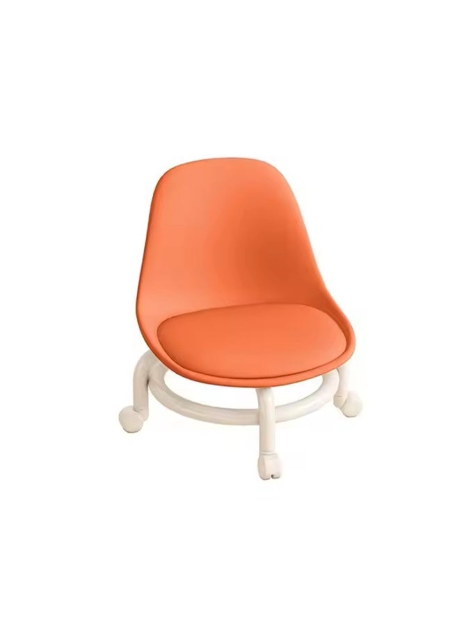 Y&D Rolling Stool Pulley Low Stool Universal Wheel Small Stool With Backrest Pu Leather Swivel Low Stool Comfortable Seat Padded Movable Rolling Small Stool  - Image 1