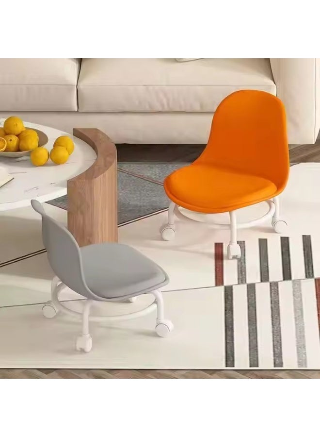 Y&D Rolling Stool Pulley Low Stool Universal Wheel Small Stool With Backrest Pu Leather Swivel Low Stool Comfortable Seat Padded Movable Rolling Small Stool  - Image 4