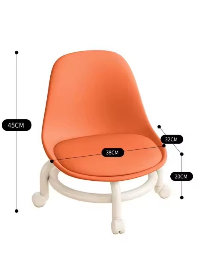 Y&D Rolling Stool Pulley Low Stool Universal Wheel Small Stool With Backrest Pu Leather Swivel Low Stool Comfortable Seat Padded Movable Rolling Small Stool  - Image 2