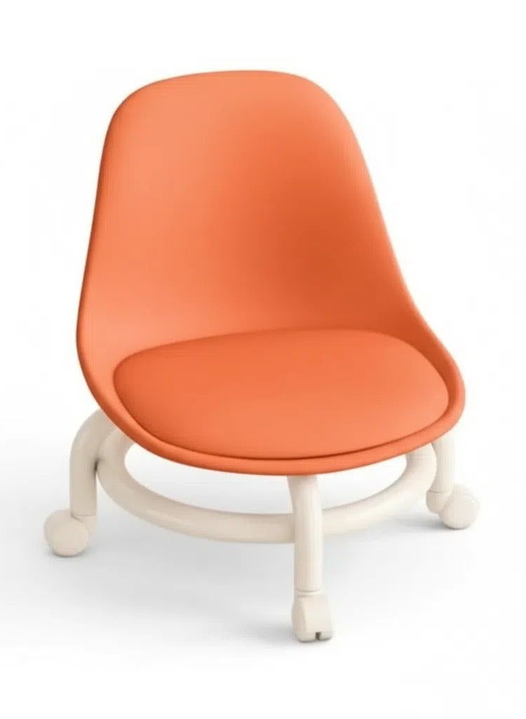 Y&D Rolling Stool Pulley Low Stool Universal Wheel Small Stool With Backrest Pu Leather Swivel Low Stool Comfortable Seat Padded Movable Rolling Small Stool - Image 1