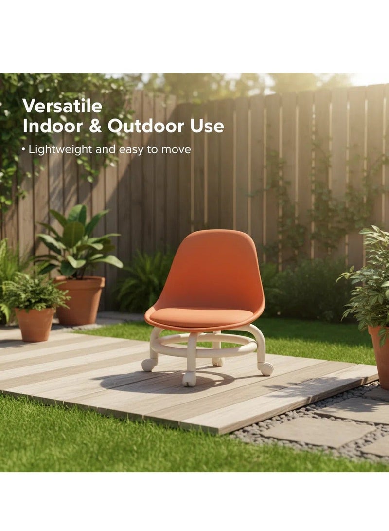 Y&D Rolling Stool Pulley Low Stool Universal Wheel Small Stool With Backrest Pu Leather Swivel Low Stool Comfortable Seat Padded Movable Rolling Small Stool - Image 2