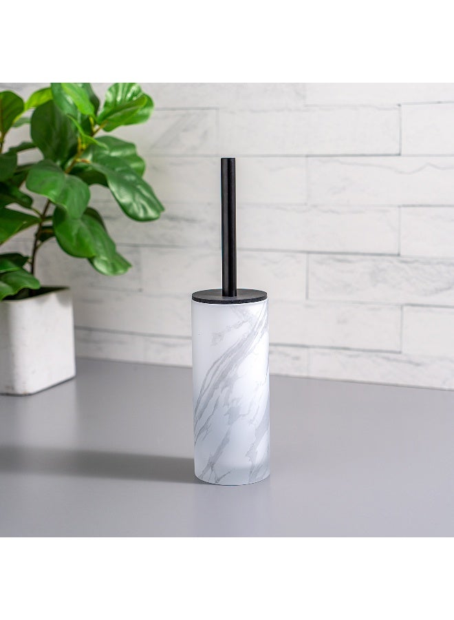 Homez Toilet Brush Holder With Stainless Black Pole, Bristle Brush And Silicon Lid - Image 1