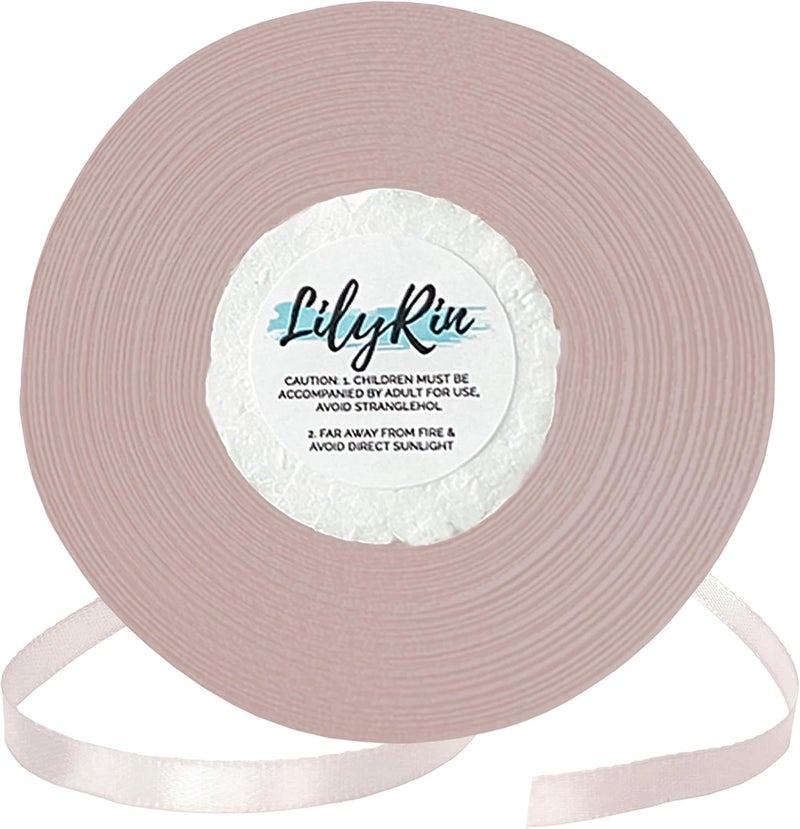 LilyRin Antique Mauve Ribbon 1/4 Inches 36 Yards Satin Roll Perfect for Art, Wedding, Baby Shower, Packing Birthday, DIY Scrapbooking, Hair, Christmas Projects Vanila Dusty Pink Desert Taupe Blush - Image 1